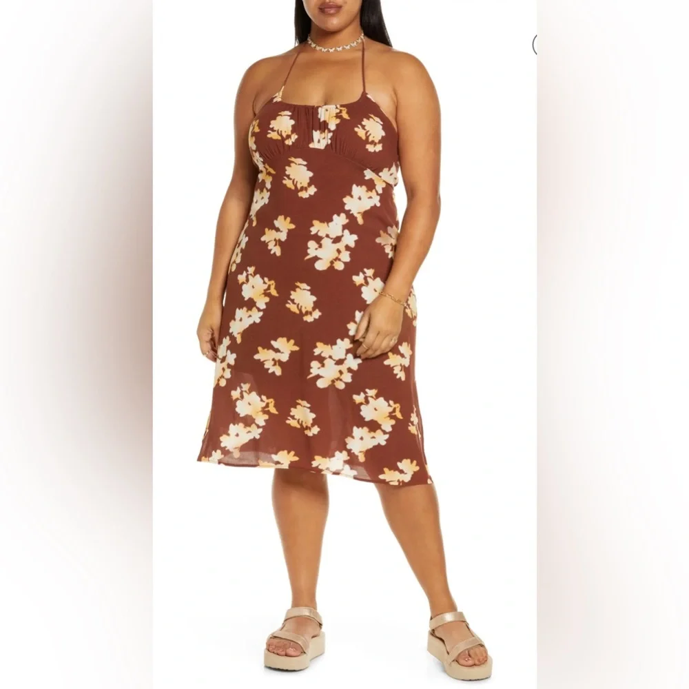 BP. Brown Halter Midi Dress Size 3x NWT - Picture 1 of 15